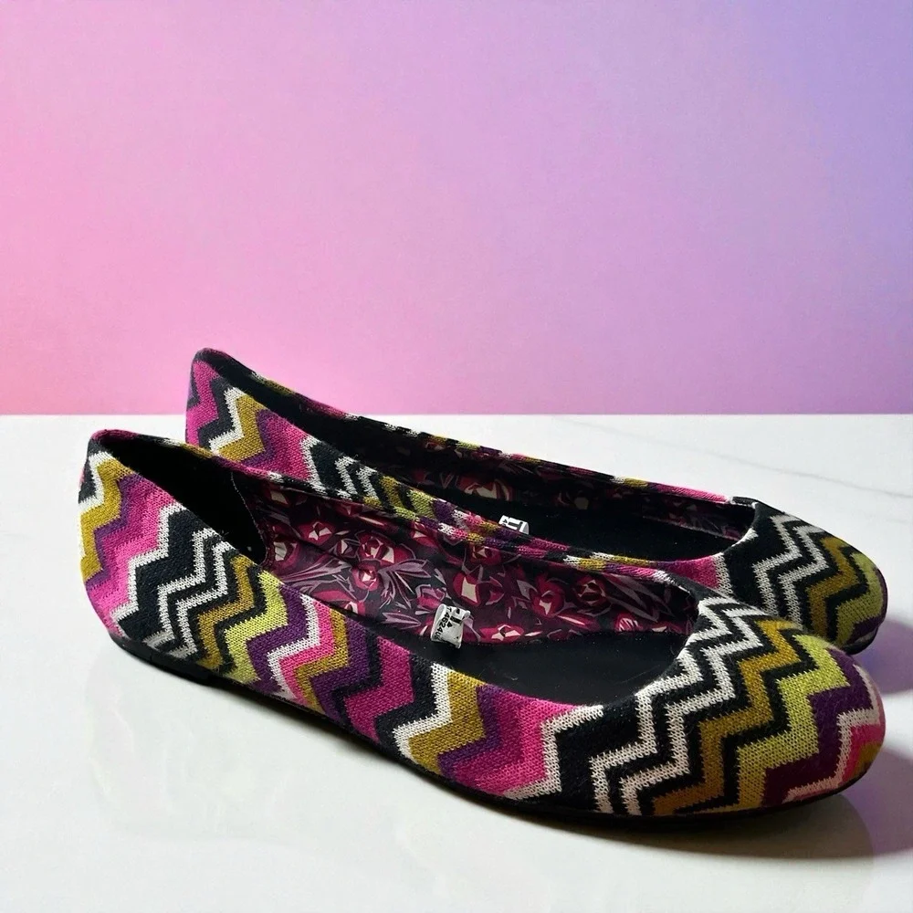 Missoni‎ For Target Pink Black Chevron Zig Zag Striped Ballet Flats Sz 9 NEW!